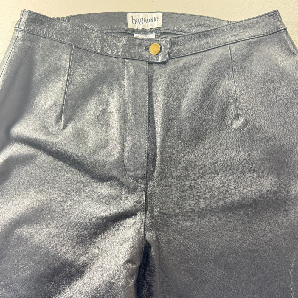 Bagatelle Black Genuine Leather Straight Leg Pants Women's Size 10 - Picture 4 of 6